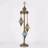 Full view of handmade Multicolor multicolor jewel Turkish mosaic floor lamp on white background (LMD3N3 (03-14-50))