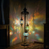 Multicolor multicolor jewel Turkish mosaic floor lamp in styled room — handmade Moroccan floor lamp (LMD3N3 (06-16-50))