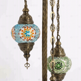Close-up of Multicolor multicolor jewel mosaic glass globe pattern — floor lamp (LMD3N3 (06-16-50))
