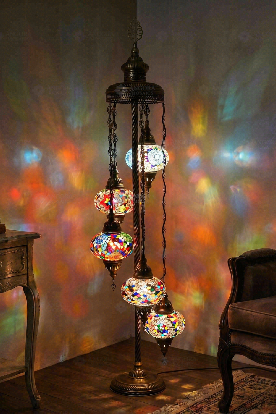 Multicolor 5-Globe Floor Lamp