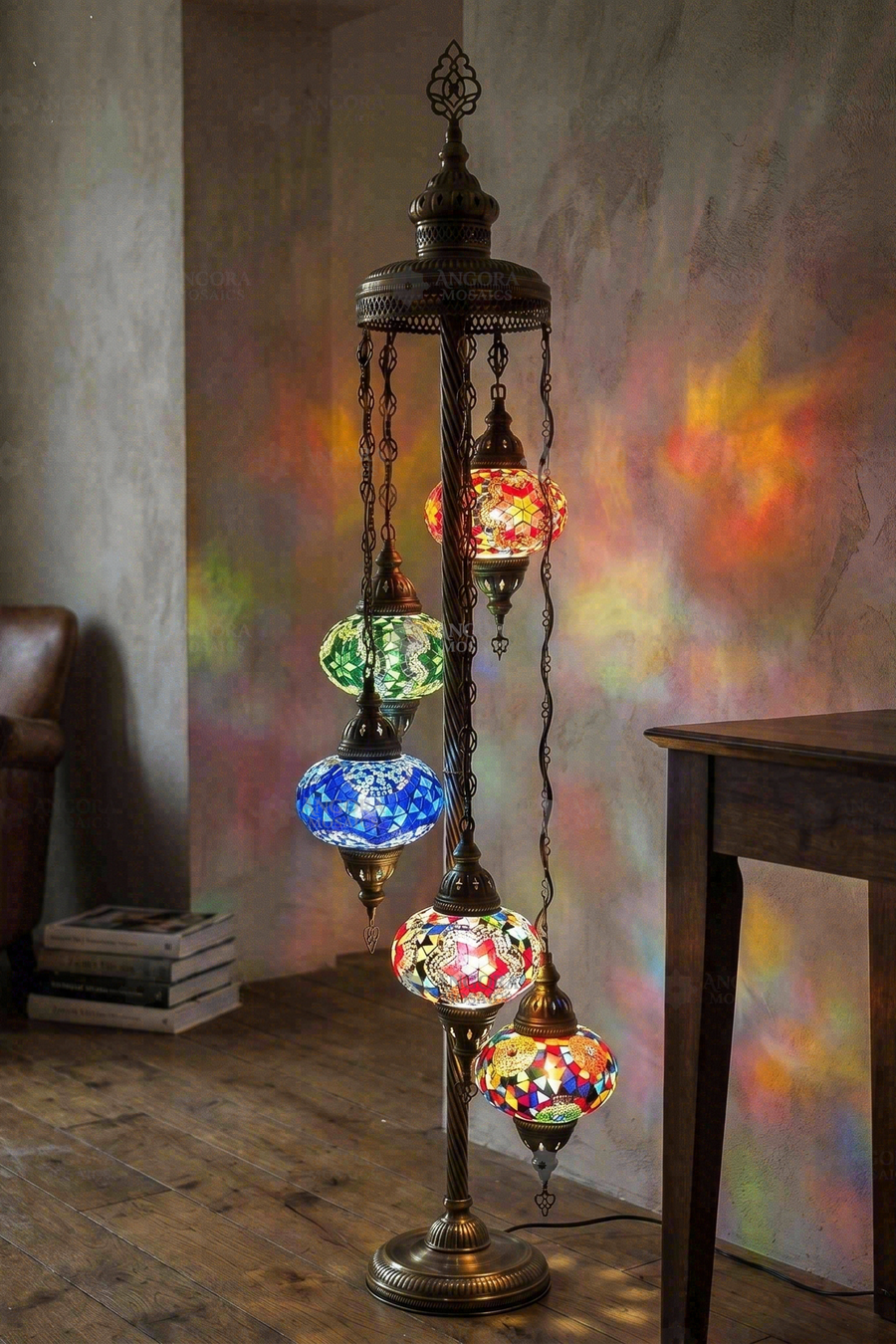 Multicolor 5-Globe Floor Lamp
