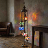 Multicolor multicolor jewel Turkish mosaic floor lamp in styled room — handmade Moroccan floor lamp (LMD5N3 (01-03-05-11-17))