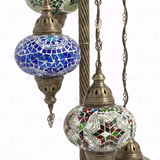 Close-up of Multicolor multicolor jewel mosaic glass globe pattern — floor lamp (LMD5N3 (01-03-05-11-17))