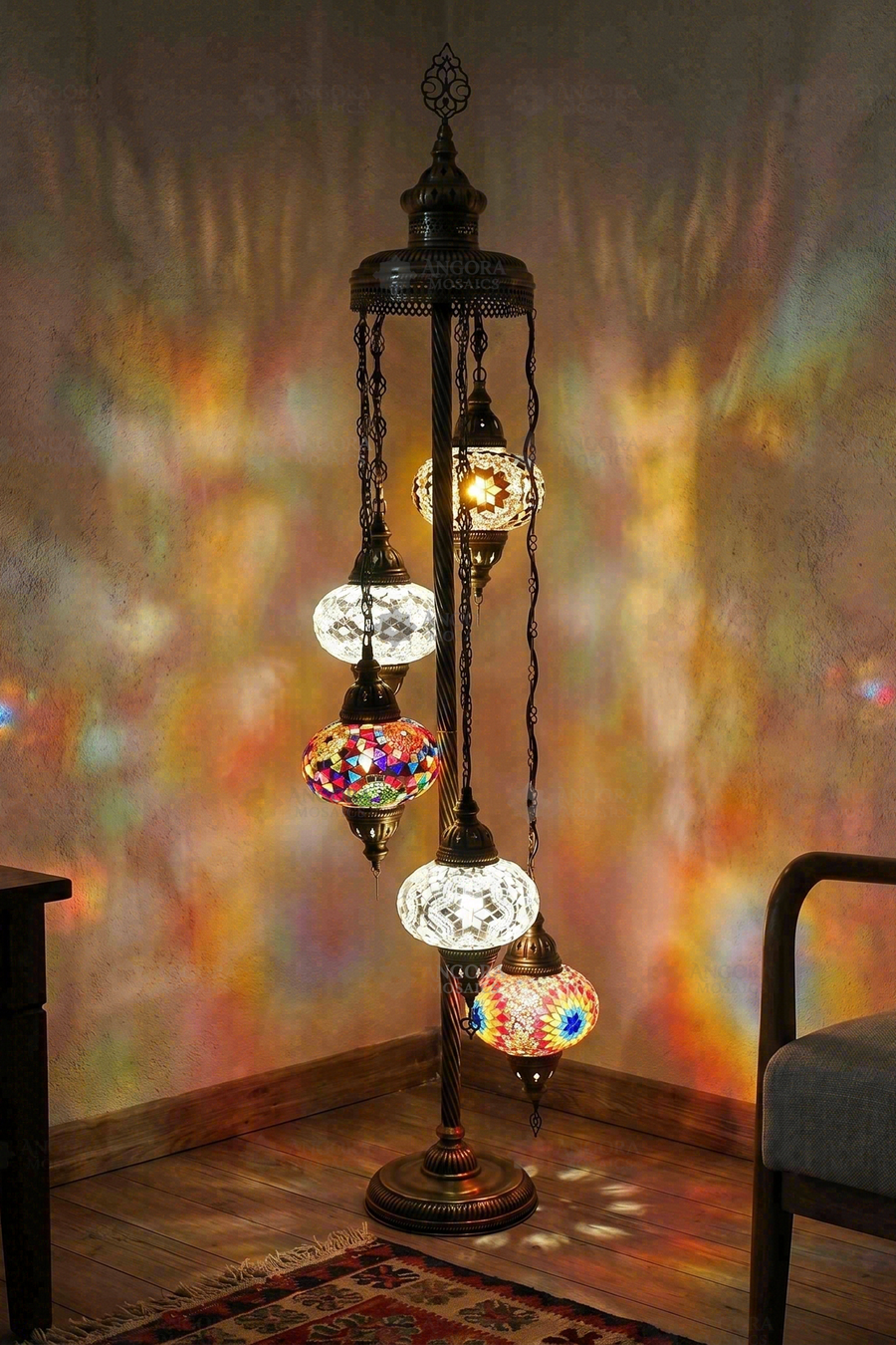 Multicolor 5-Globe Floor Lamp