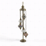 Full view of handmade Warm Tones mixed warm Turkish mosaic floor lamp on white background (LMD5N3 (01-15-18-67-68))