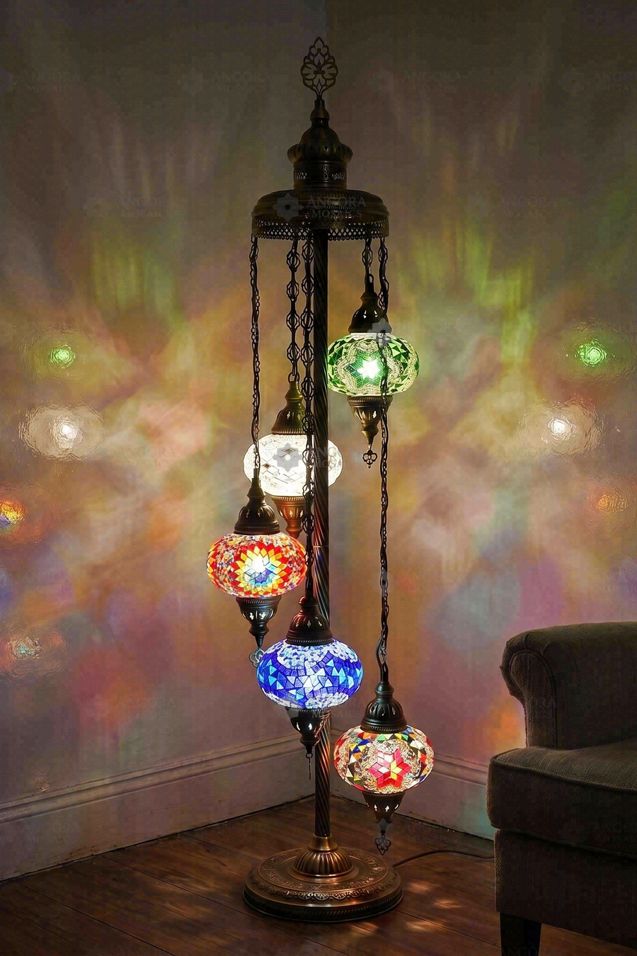 Multicolor 5-Globe Floor Lamp
