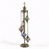 Full view of handmade Multicolor multicolor jewel Turkish mosaic floor lamp on white background (LMD5N3 (03-05-12-17-18))