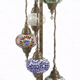 Close-up of Multicolor multicolor jewel mosaic glass globe pattern — floor lamp (LMD5N3 (03-05-12-17-18))