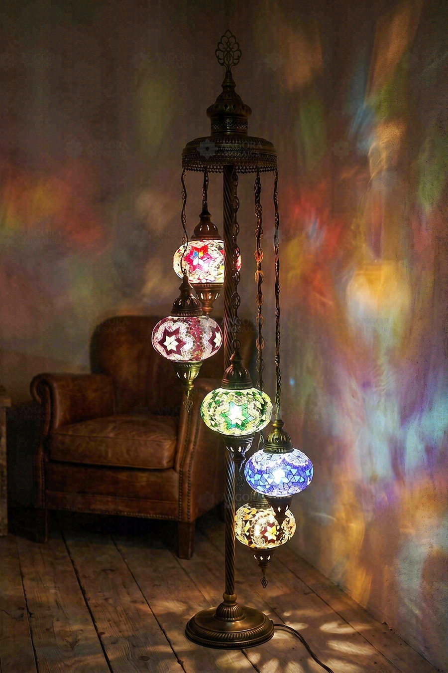 Multicolor 5-Globe Floor Lamp