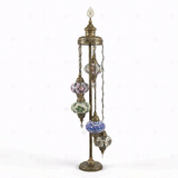 Full view of handmade Multicolor multicolor jewel Turkish mosaic floor lamp on white background (LMD5N3 (03-05-17-19-67))