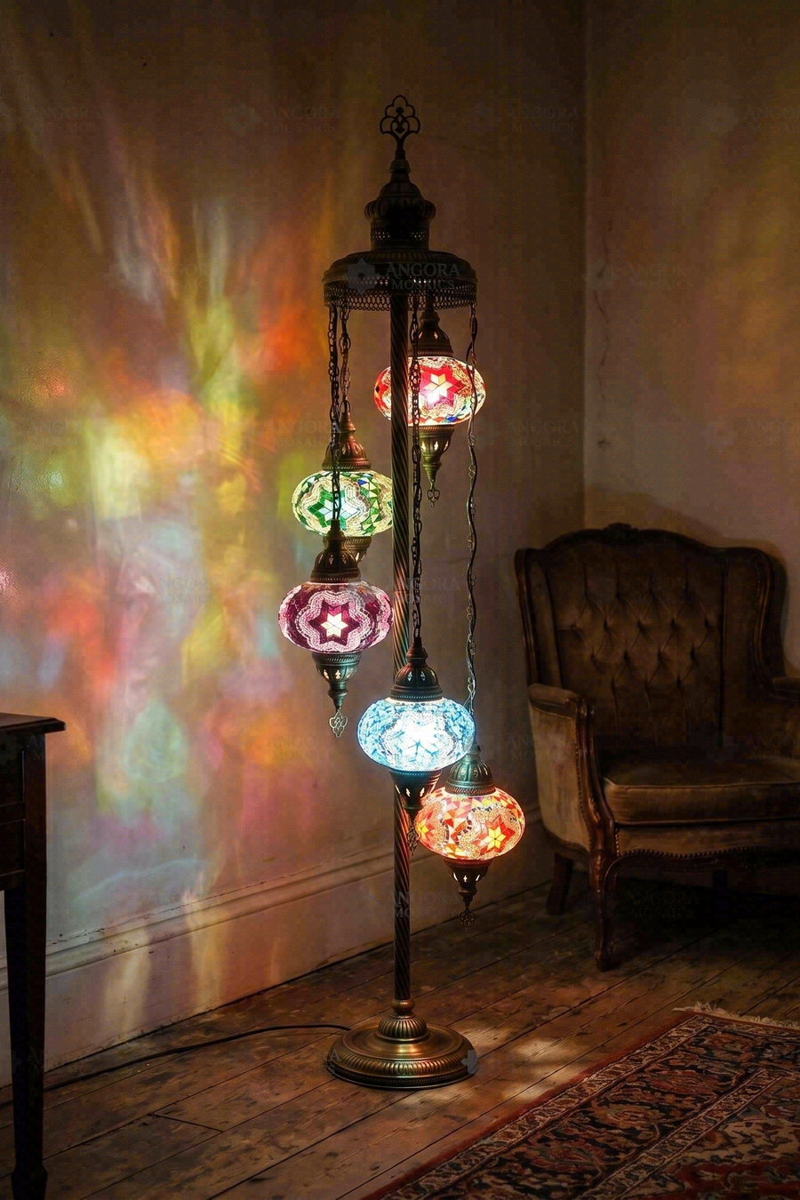 Multicolor 5-Globe Floor Lamp
