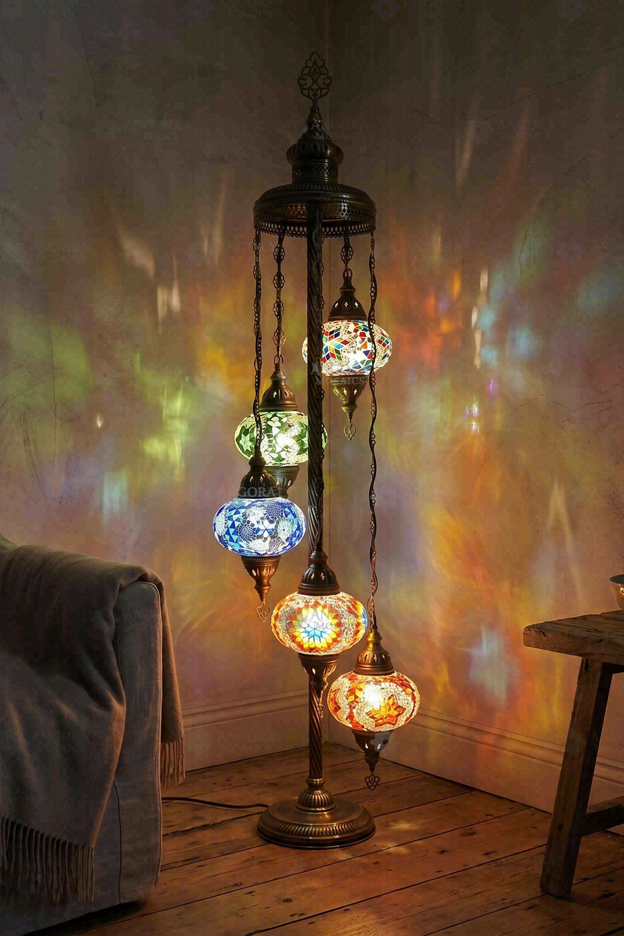 Multicolor 5-Globe Floor Lamp