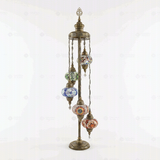 Full view of handmade Multicolor multicolor jewel Turkish mosaic floor lamp on white background (LMD5N3 (03-11-17-18-34))