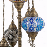Close-up of Multicolor multicolor jewel mosaic glass globe pattern — floor lamp (LMD5N3 (03-18-19-53-67))