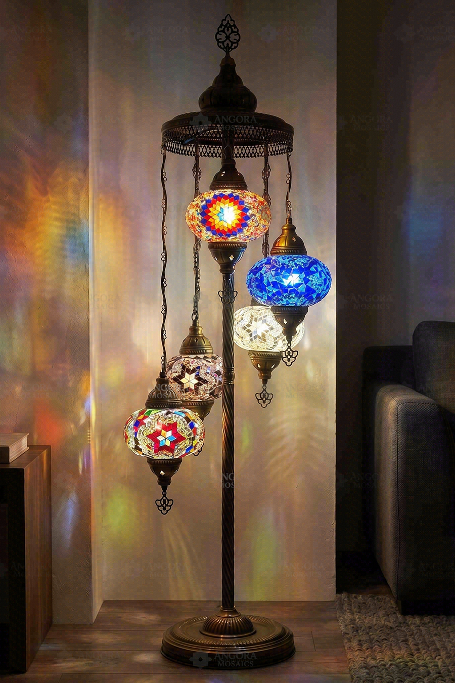 Multicolor 5-Globe Floor Lamp