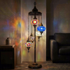 Cool Tones mixed cool Turkish mosaic floor lamp in styled room — handmade Moroccan floor lamp (LMD5N3 (05-15-17-18-19))