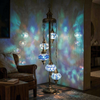 Blue blue jewel Turkish mosaic floor lamp in styled room — handmade Moroccan floor lamp (LMD5N3 (05-28-32-34-53))