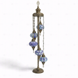 Full view of handmade Blue blue jewel Turkish mosaic floor lamp on white background (LMD5N3 (05-28-32-34-53))