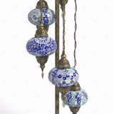 Close-up of Blue blue jewel mosaic glass globe pattern — floor lamp (LMD5N3 (05-28-32-34-53))