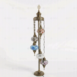 Full view of handmade Multicolor multicolor jewel Turkish mosaic floor lamp on white background (LMD5N3 (11-15-16-17-19))