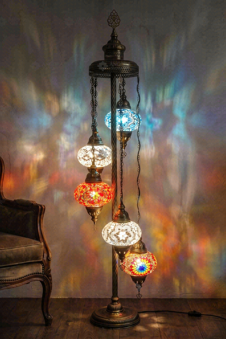 Multicolor 5-Globe Floor Lamp