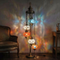 Multicolor multicolor jewel Turkish mosaic floor lamp in styled room — handmade Moroccan floor lamp (LMD5N3 (11-15-16-18-68))