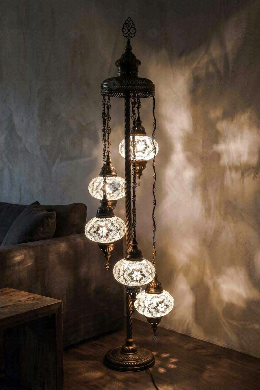 White 5-Globe Floor Lamp