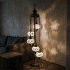 White white glow Turkish mosaic floor lamp in styled room — handmade Moroccan floor lamp (LMD5N3 (3015))