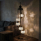 White white glow Turkish mosaic floor lamp in styled room — handmade Moroccan floor lamp (LMD5N3 (3015))