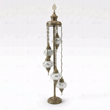 Full view of handmade White white glow Turkish mosaic floor lamp on white background (LMD5N3 (3015))