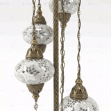 Close-up of White white glow mosaic glass globe pattern — floor lamp (LMD5N3 (3015))