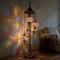Multicolor multicolor jewel Turkish mosaic floor lamp in styled room — handmade Moroccan floor lamp (LMD5N3 (3017))