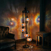 Multicolor multicolor jewel Turkish mosaic floor lamp in styled room — handmade Moroccan floor lamp (LMD5N3 (3018))