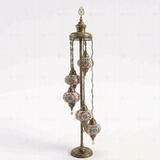 Full view of handmade Multicolor multicolor jewel Turkish mosaic floor lamp on white background (LMD5N3 (3018))