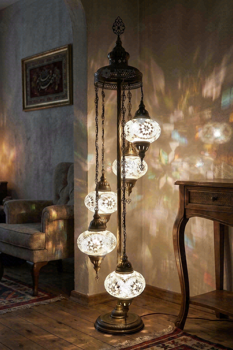 White 5-Globe Floor Lamp