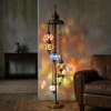 Multicolor multicolor jewel Turkish mosaic floor lamp in styled room — handmade Moroccan floor lamp (LMD7N3 (01-03-17-18-21-34-67))