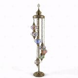 Full view of handmade Multicolor multicolor jewel Turkish mosaic floor lamp on white background (LMD7N3 (01-03-17-18-21-34-67))