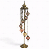 Full view of handmade Multicolor multicolor jewel Turkish mosaic floor lamp on white background (LMD7N3 (04-07-13-24-25-26-65))