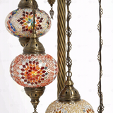 Close-up of Multicolor multicolor jewel mosaic glass globe pattern — floor lamp (LMD7N3 (04-07-13-24-25-26-65))
