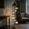 Multicolor multicolor jewel Turkish mosaic floor lamp in styled room — handmade Moroccan floor lamp (LMD7N3 (04-07-14-24-50-96-98))