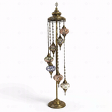 Full view of handmade Multicolor multicolor jewel Turkish mosaic floor lamp on white background (LMD7N3 (04-13-14-25-28-29-65))