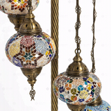 Close-up of Multicolor multicolor jewel mosaic glass globe pattern — floor lamp (LMD7N3 (06-07-14-24-27-28-29))