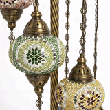 Close-up of Multicolor multicolor jewel mosaic glass globe pattern — floor lamp (LMD7N3 (07-07-26-27-50-65-97))