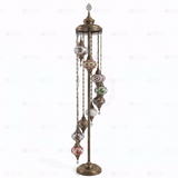 Full view of handmade Multicolor multicolor jewel Turkish mosaic floor lamp on white background (LMD9N3 (01-03-09-11-13-15-17-19-21))