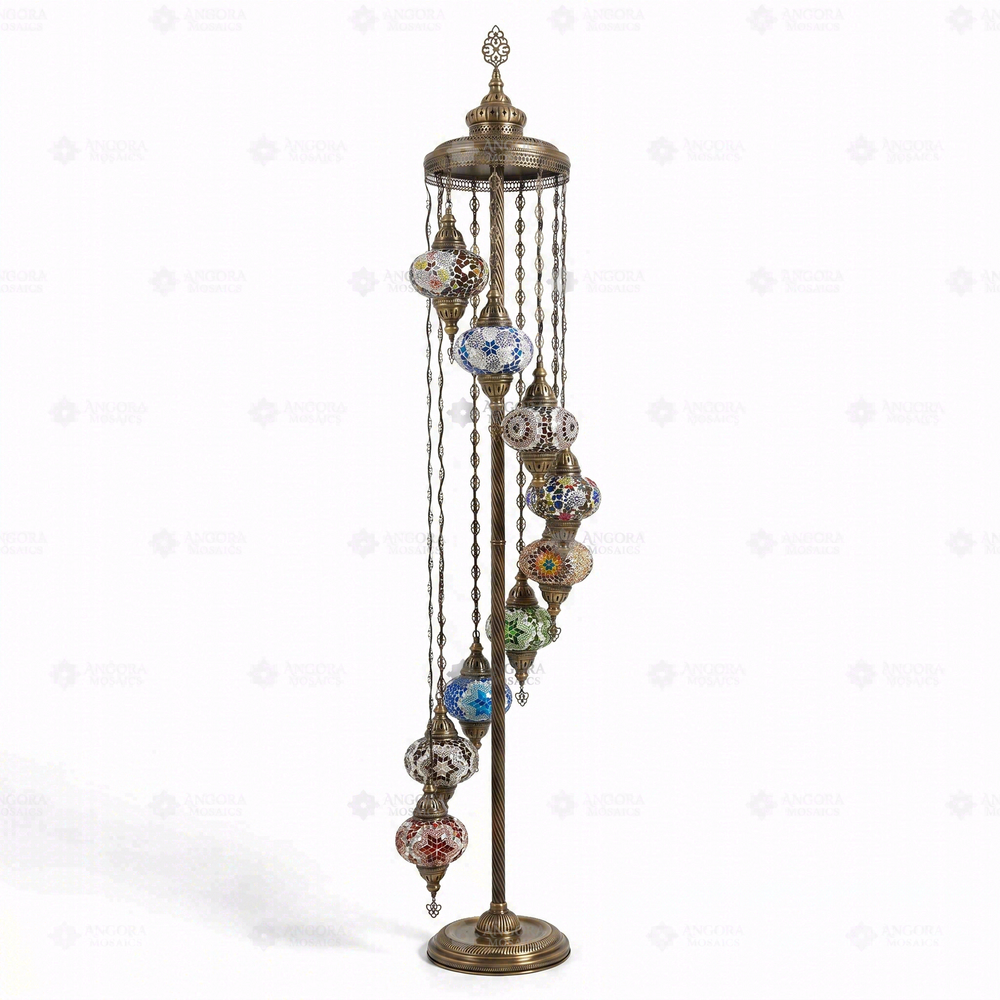 Multicolour 9-Globe Floor Lamp, on a white background