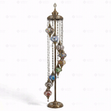 Full view of handmade Multicolor multicolor jewel Turkish mosaic floor lamp on white background (LMD9N3 (03-11-16-17-18-19-21-29-34))