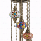 Close-up of Multicolor multicolor jewel mosaic glass globe pattern — floor lamp (LMD9N3 (04-06-07-13-24-25-26-28-65))