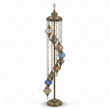 Full view of handmade Multicolor multicolor jewel Turkish mosaic floor lamp on white background (LMD9N3 (04-06-13-14-24-25-28-29-65))