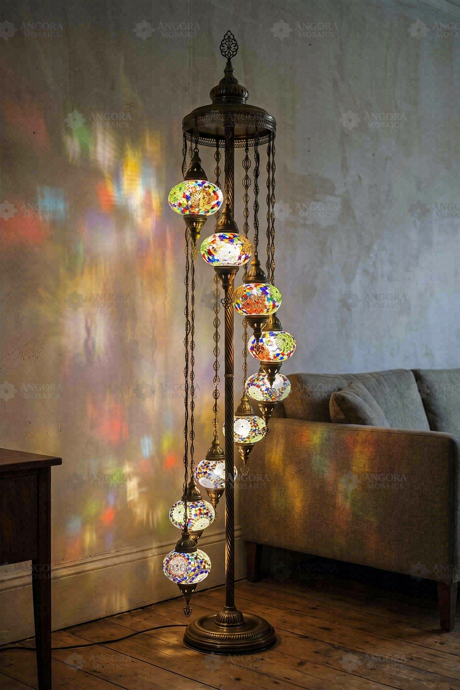 Multicolor 9-Globe Floor Lamp