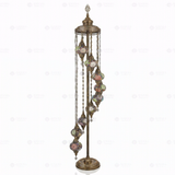 Full view of handmade Multicolor multicolor jewel Turkish mosaic floor lamp on white background (LMD9N3 (3001))
